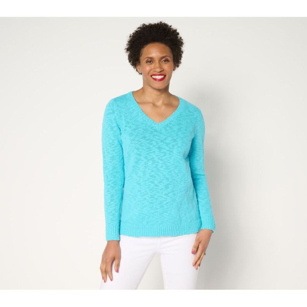 Belle by Kim Gravel Women's Top Plus Sz Sweater 1X Gotta Getaway Blue A687893
